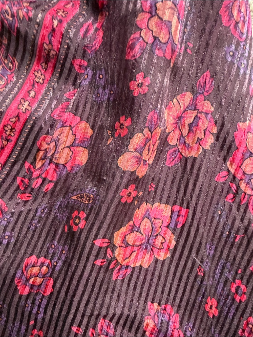 Rebecca Taylor Pink Floral A-Line Midi Skirt on Plum - Picture 3 of 4